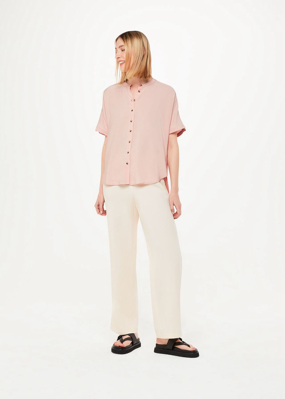 Whistles Maisie Shirred Sleeve Blouse Pink | US-65017CIAR