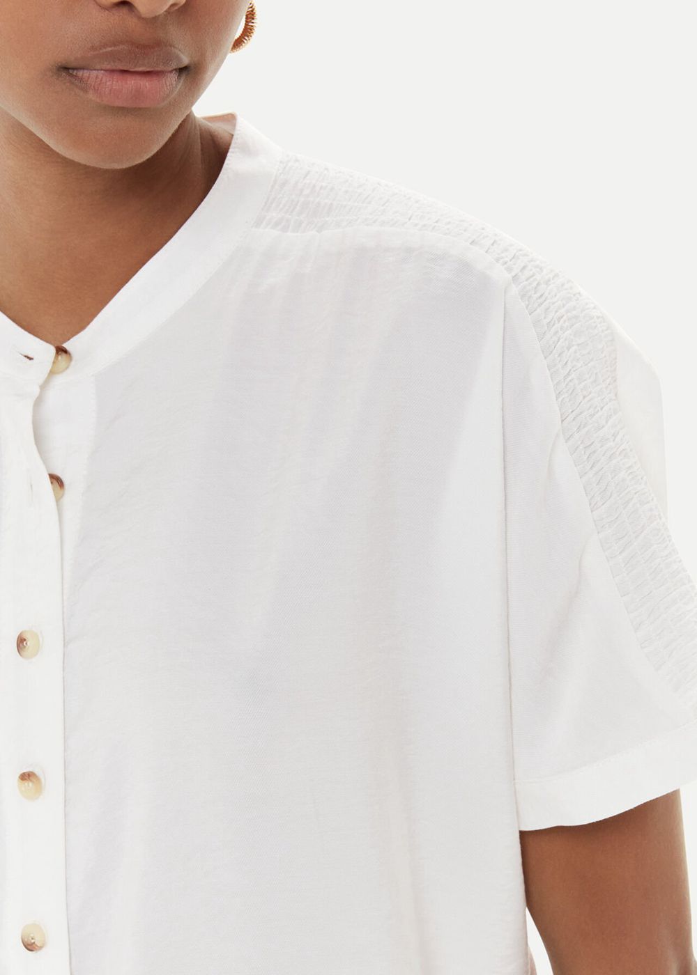 Whistles Maisie Shirred Sleeve Blouse White | US-16950FAXY