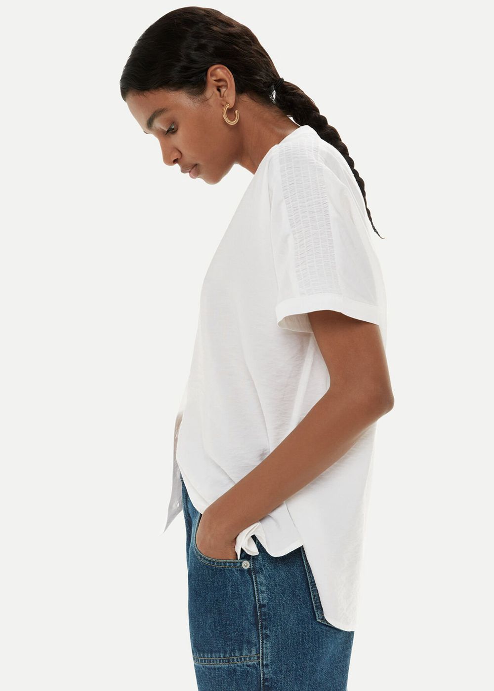 Whistles Maisie Shirred Sleeve Blouse White | US-16950FAXY