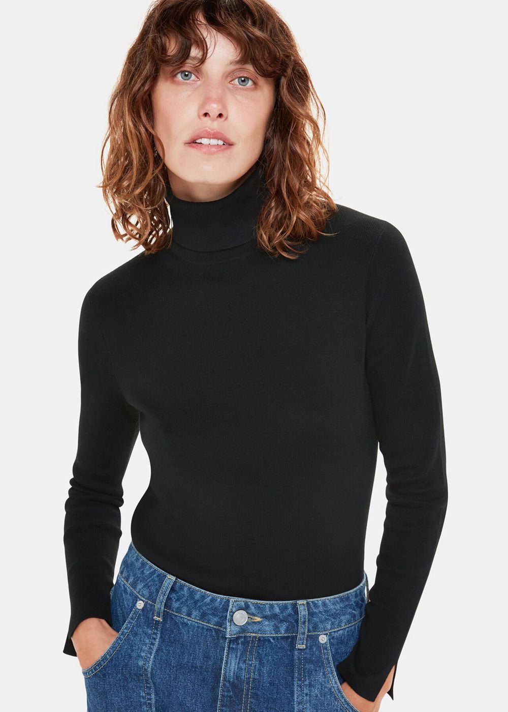 Whistles Majated Polo Neck Knitwear Black | US-41035RCVJ