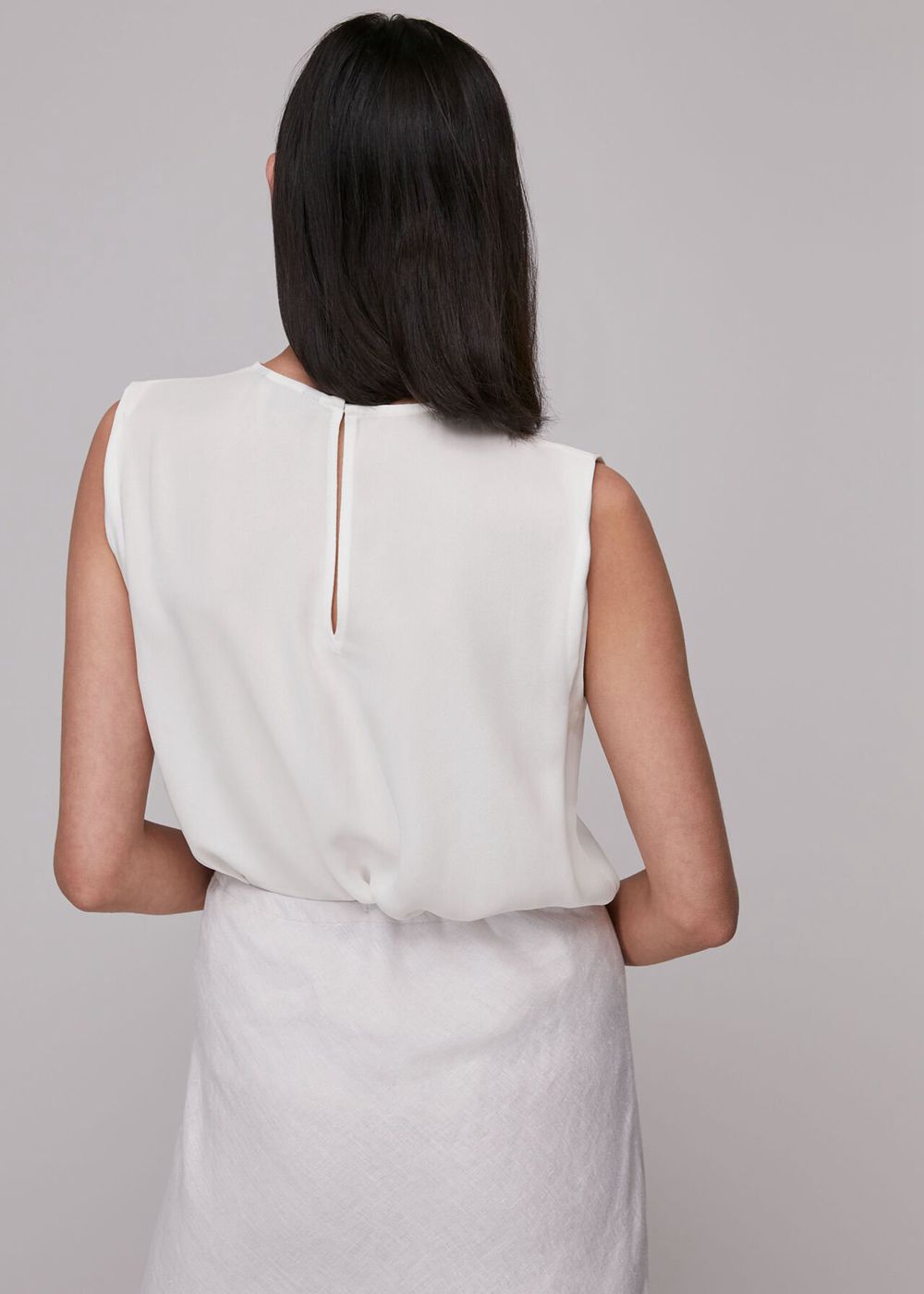 Whistles Malia Muscle Blouse White | US-29635FELV