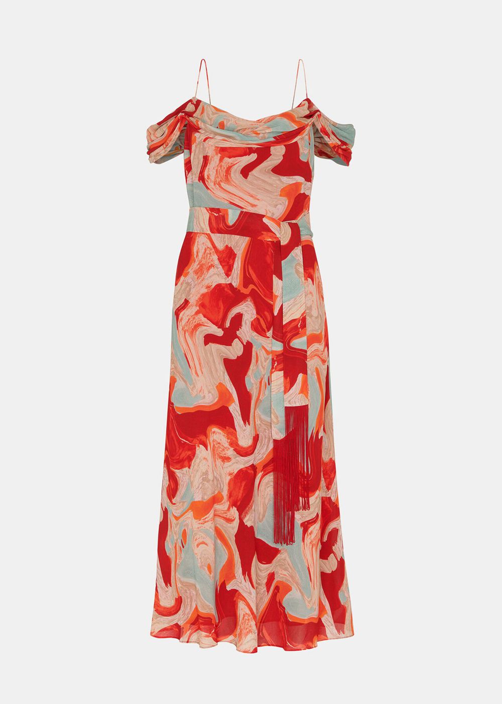 Whistles Marble Print Dress Red / Multicolor | US-01689FCKS