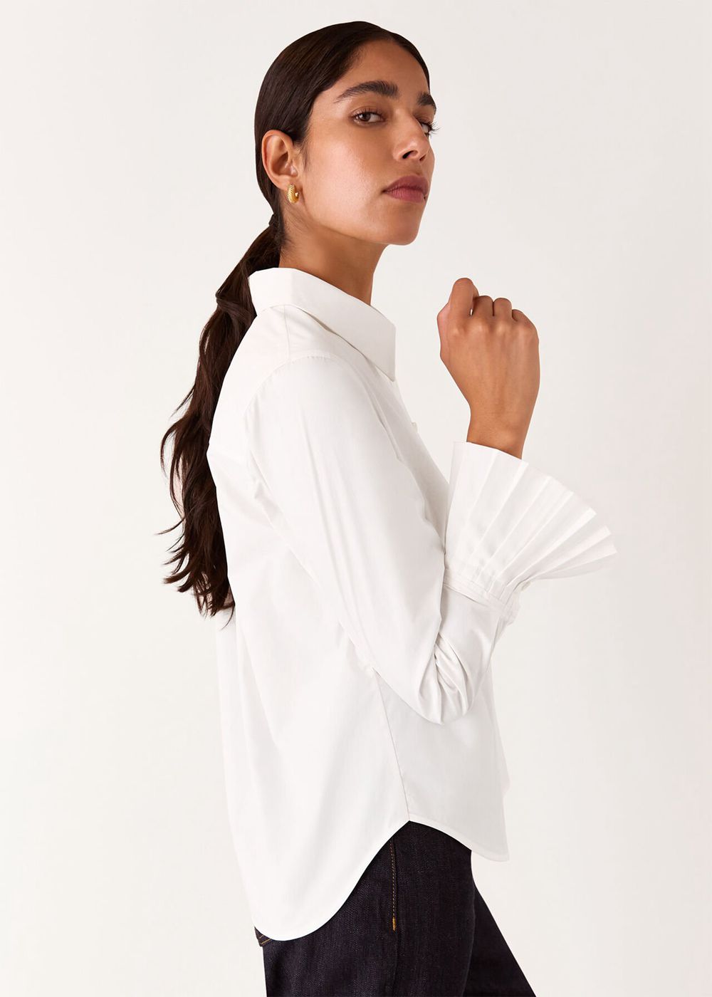 Whistles Marcy Pleated Cuff Shirts White | US-38156NPVB