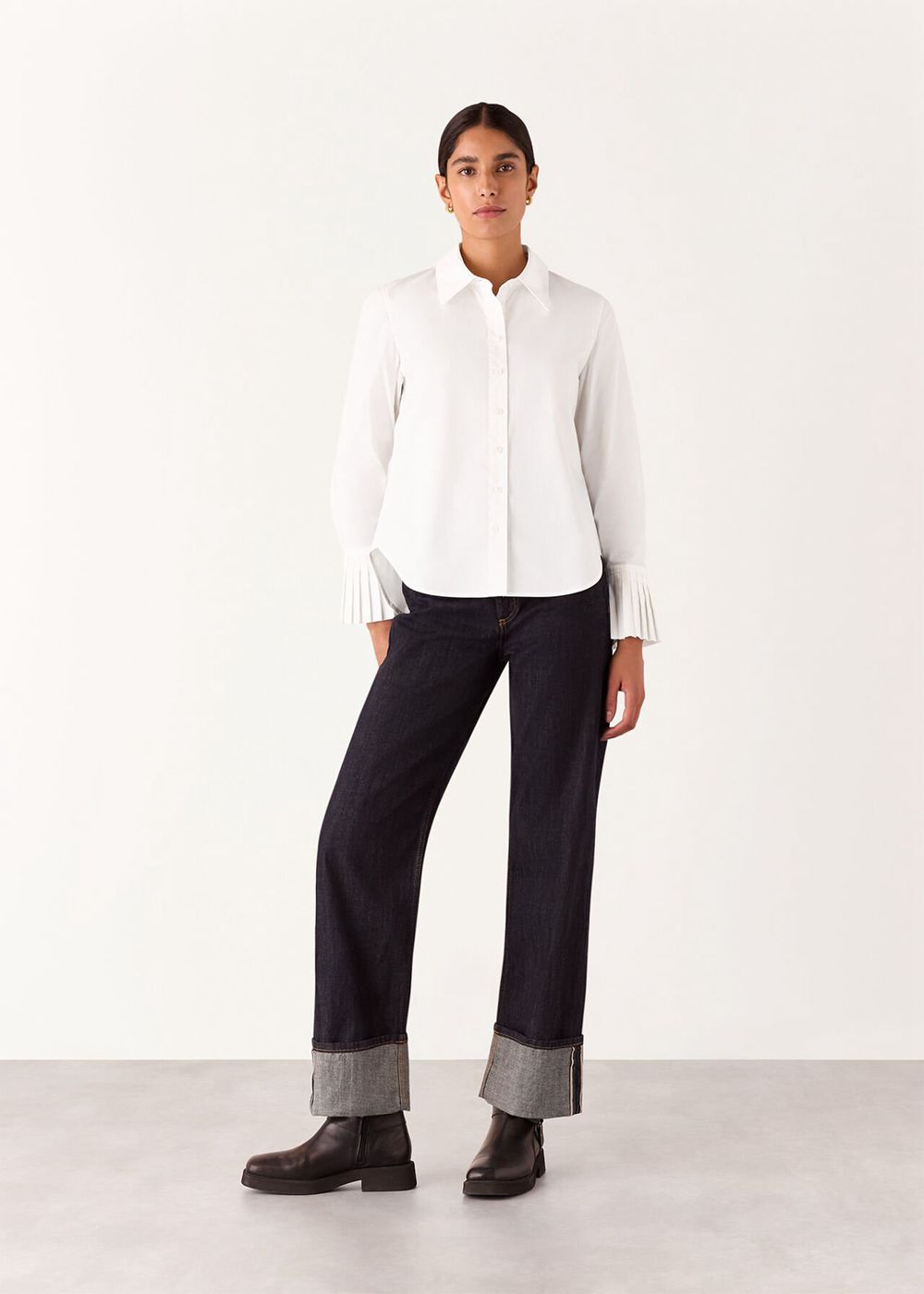 Whistles Marcy Pleated Cuff Shirts White | US-38156NPVB