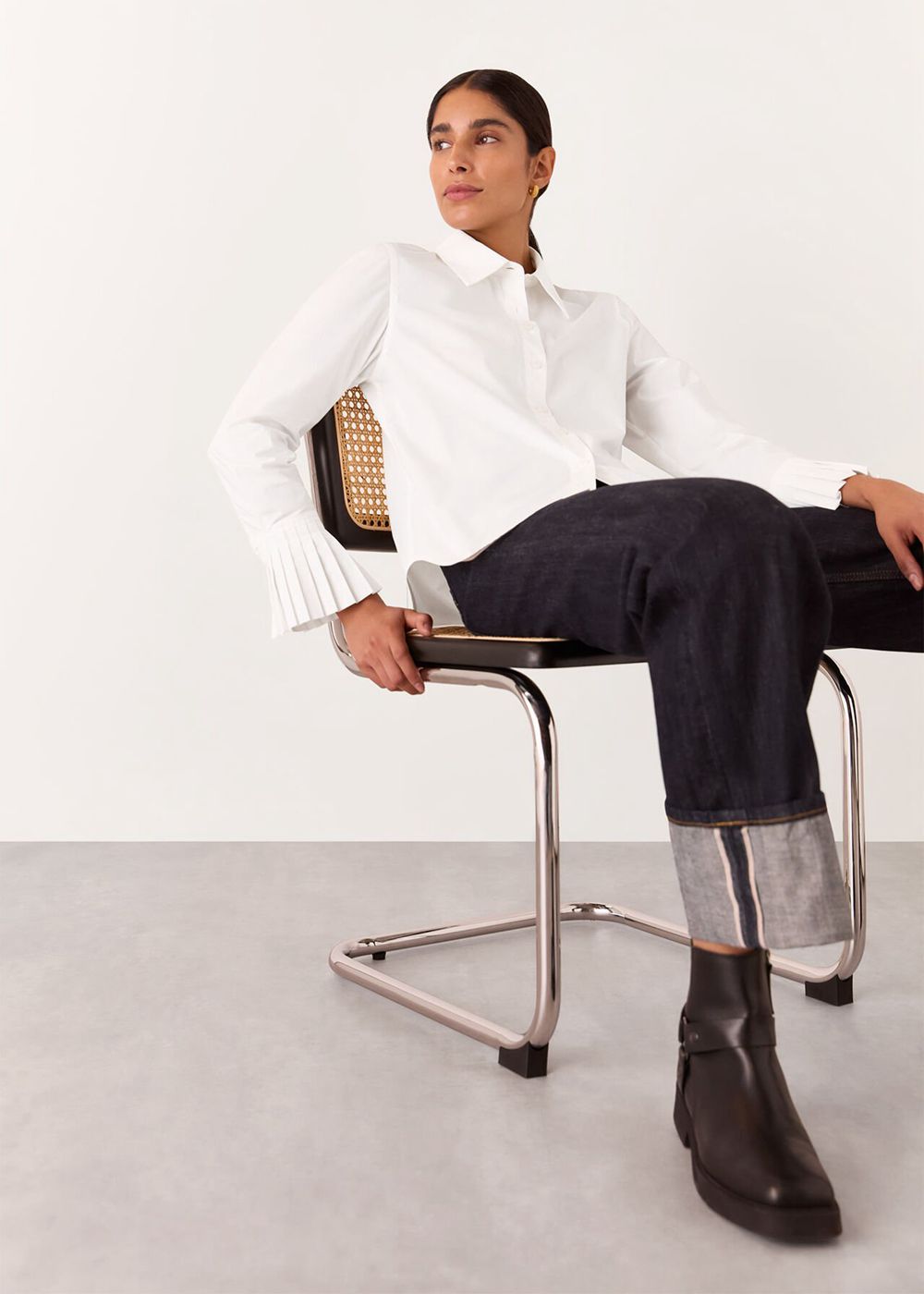 Whistles Marcy Pleated Cuff Shirts White | US-38156NPVB