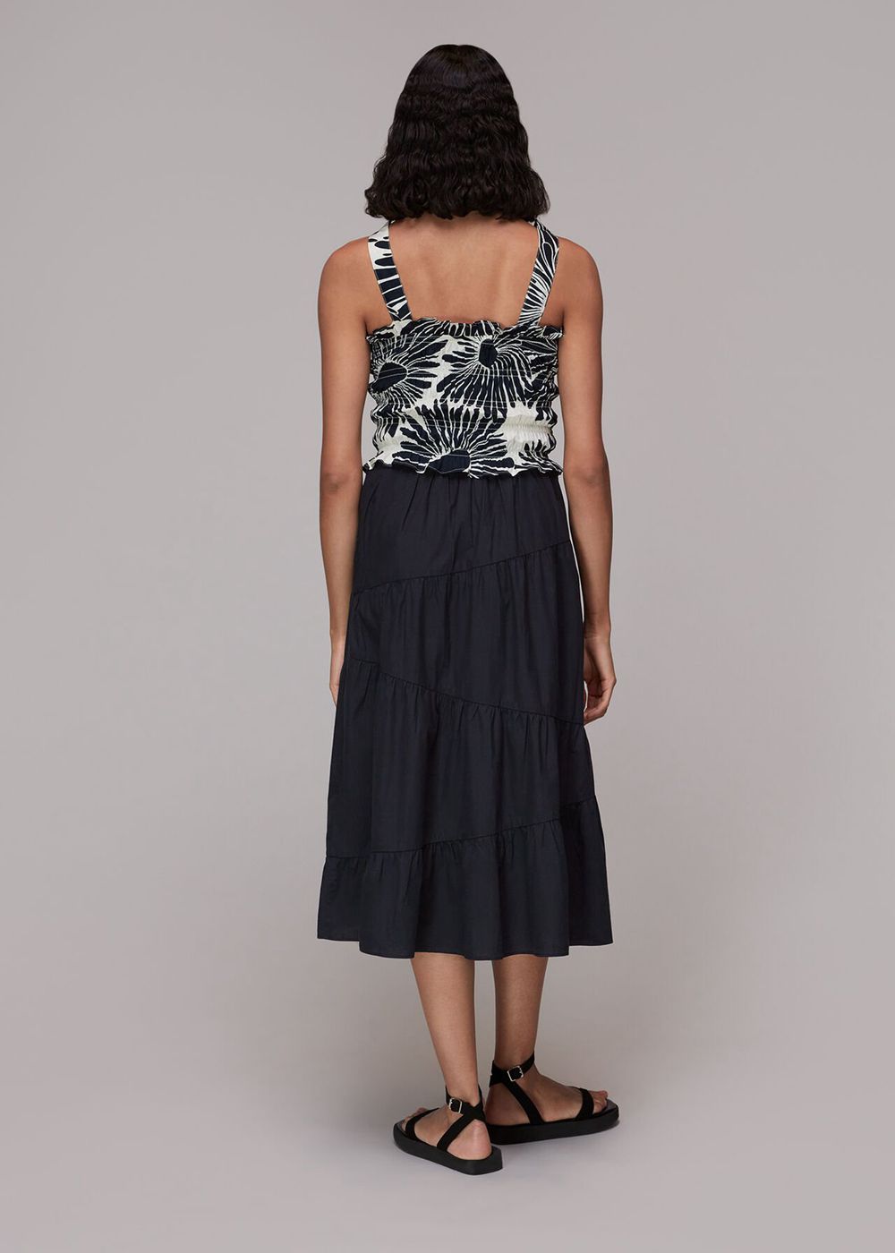 Whistles Maria Full Tiered Skirts Black | US-87426IKLM