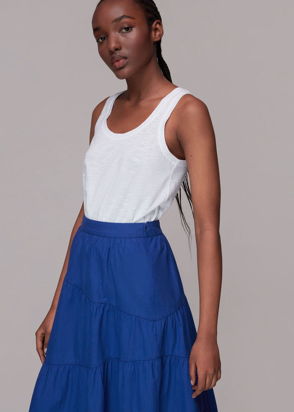 Whistles Maria Full Tiered Skirts Blue | US-36097IBMX