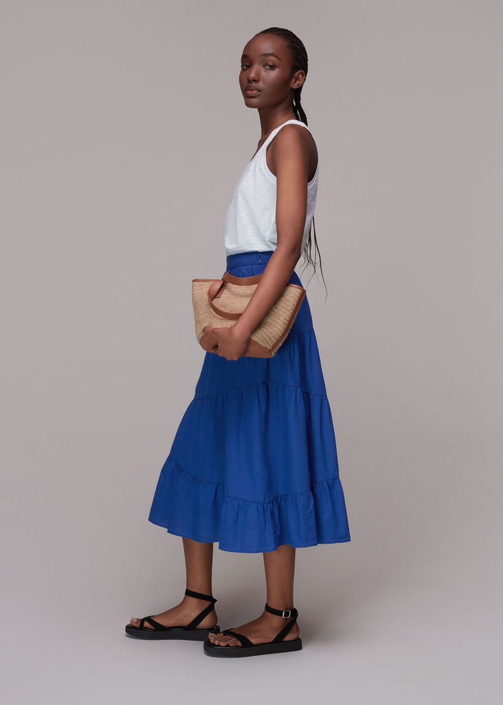 Whistles Maria Full Tiered Skirts Blue | US-36097IBMX