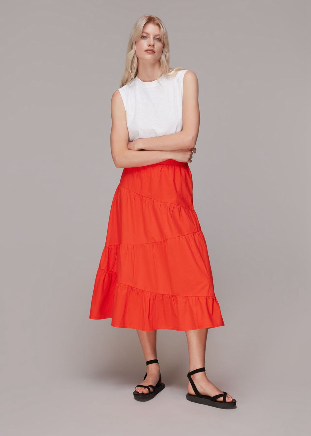 Whistles Maria Full Tiered Skirts Red | US-91570ITDM