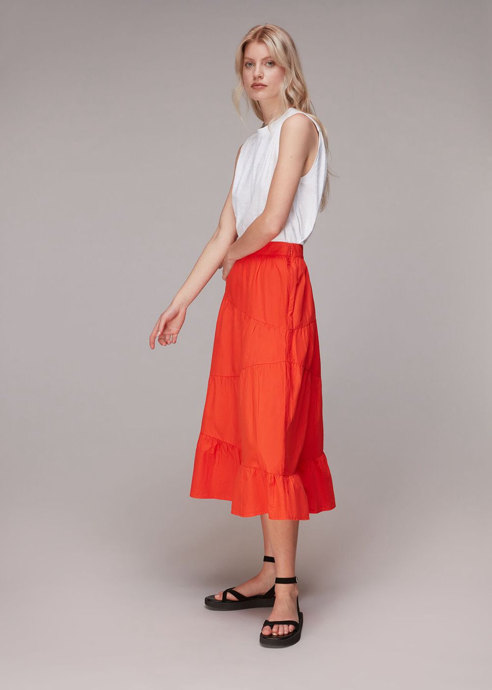 Whistles Maria Full Tiered Skirts Red | US-91570ITDM