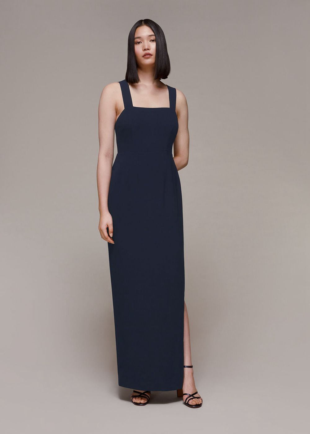 Whistles Maria Maxi Dress Navy | US-06395SUFK