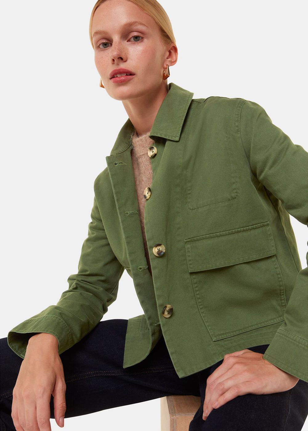 Whistles Marie Casual Jacket Dark Green | US-58397SDYO