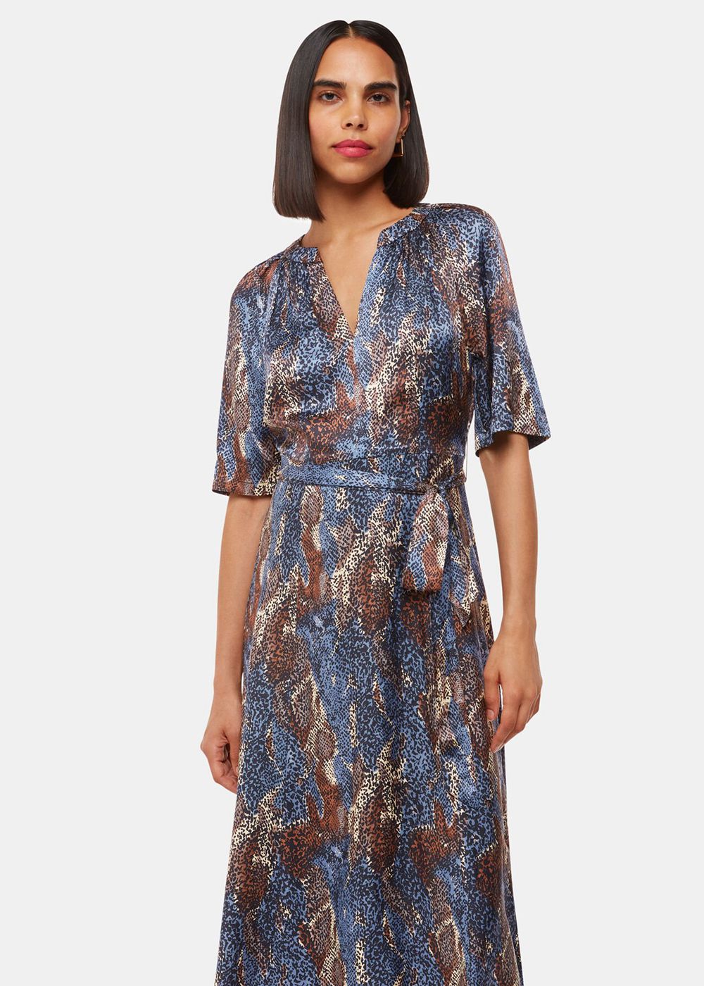 Whistles Marlow Dashed Snake Dress Blue / Multicolor | US-36798VNXJ