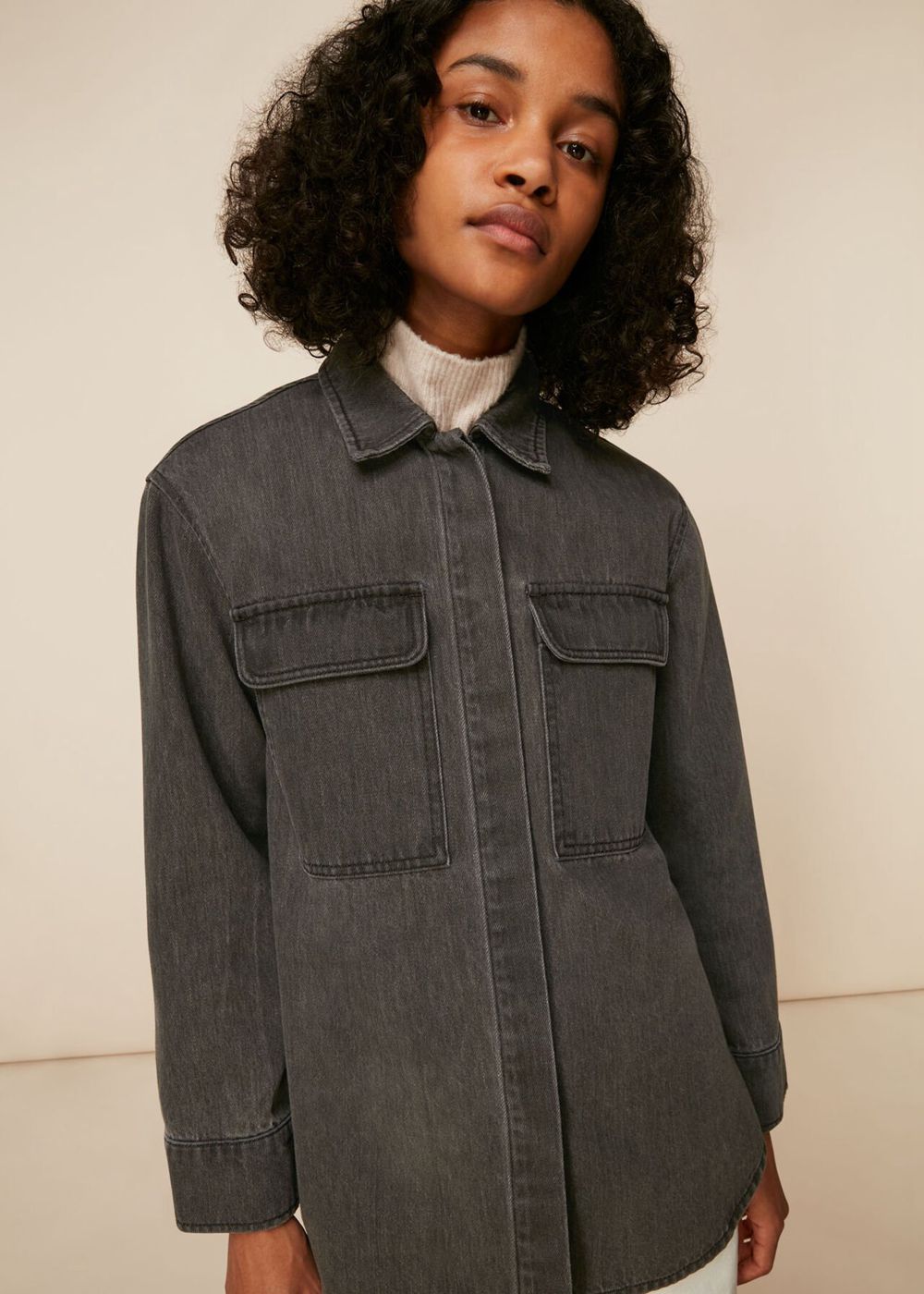 Whistles Masie Overshirt Denim Jacket Black | US-48307FOWU