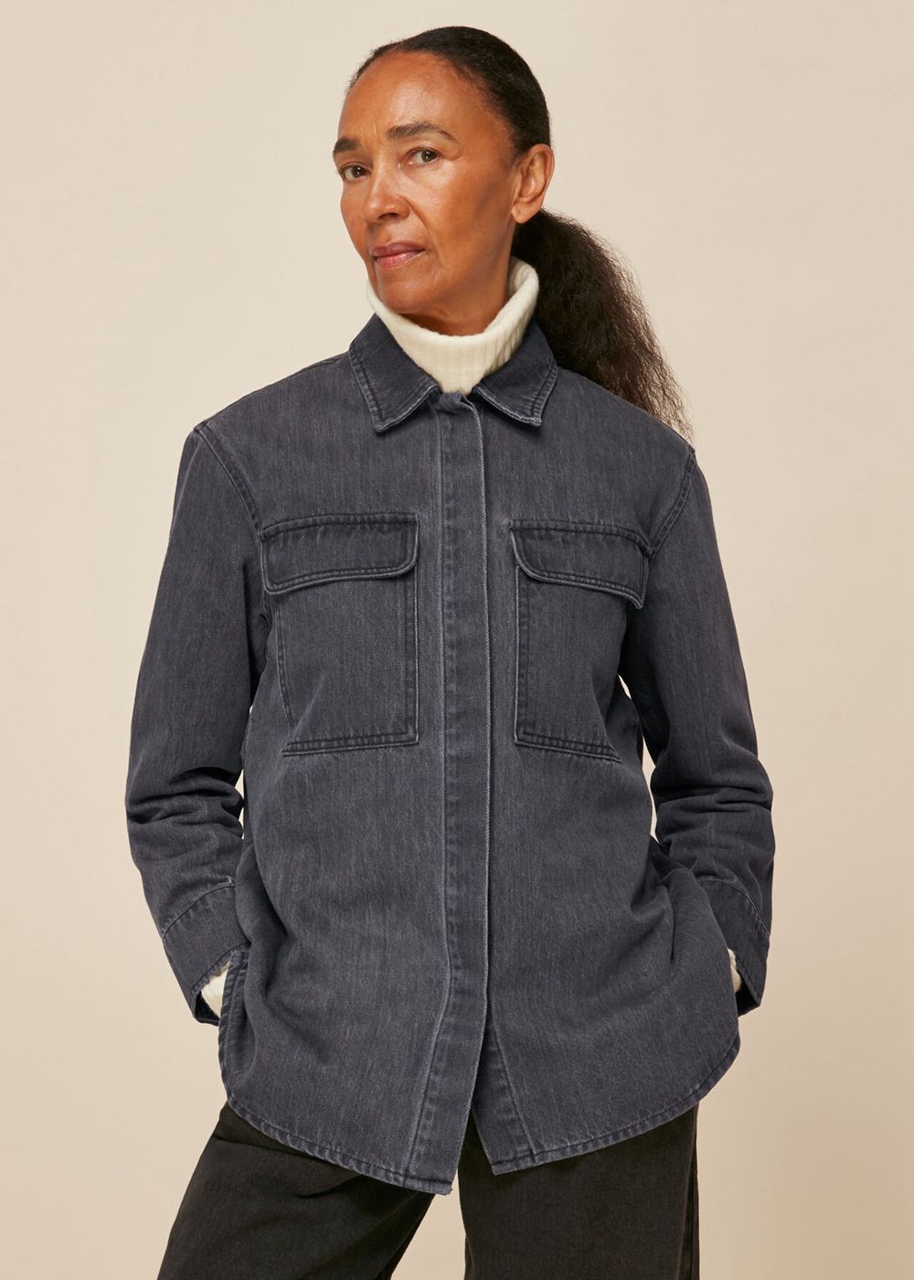 Whistles Masie Overshirt Denim Jacket Black | US-48307FOWU