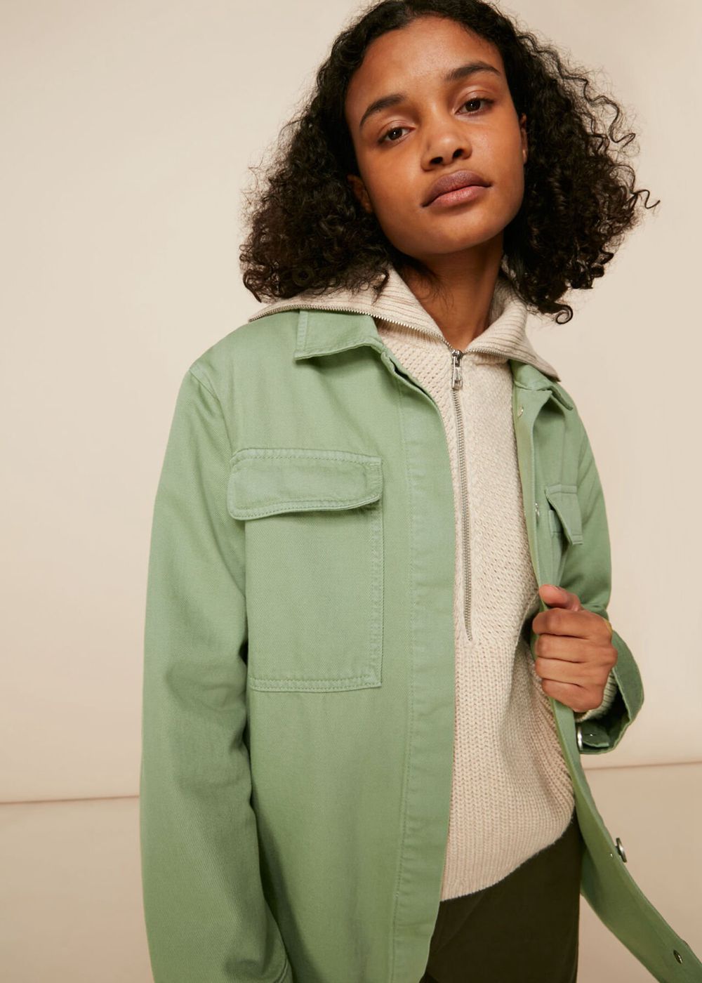 Whistles Masie Overshirt Jacket Khaki | US-19243LGET