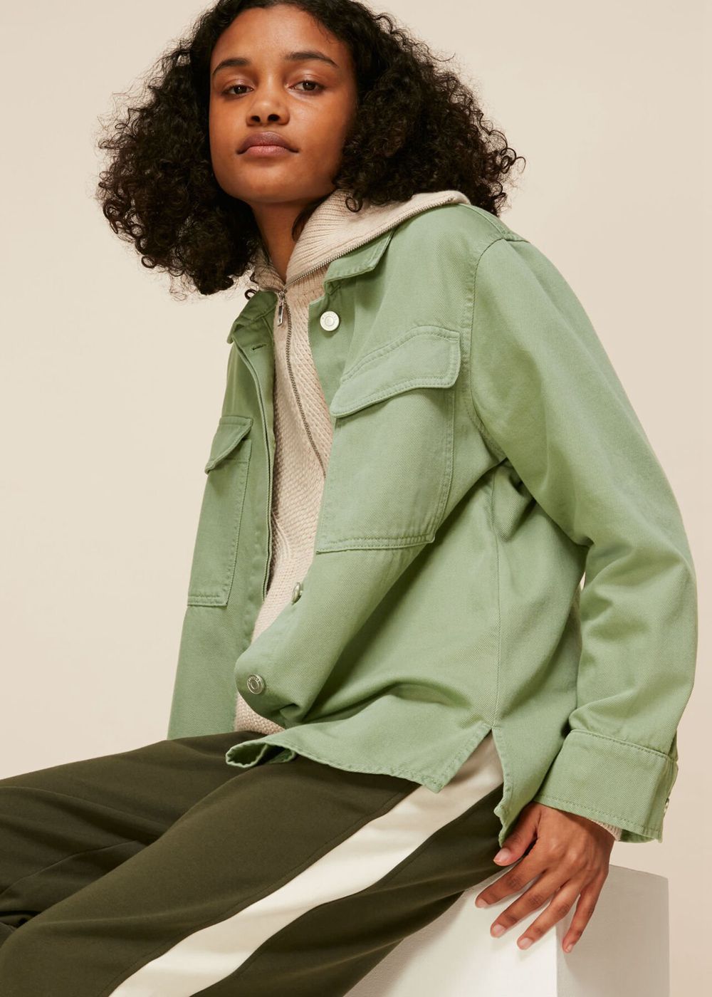 Whistles Masie Overshirt Jacket Khaki | US-19243LGET