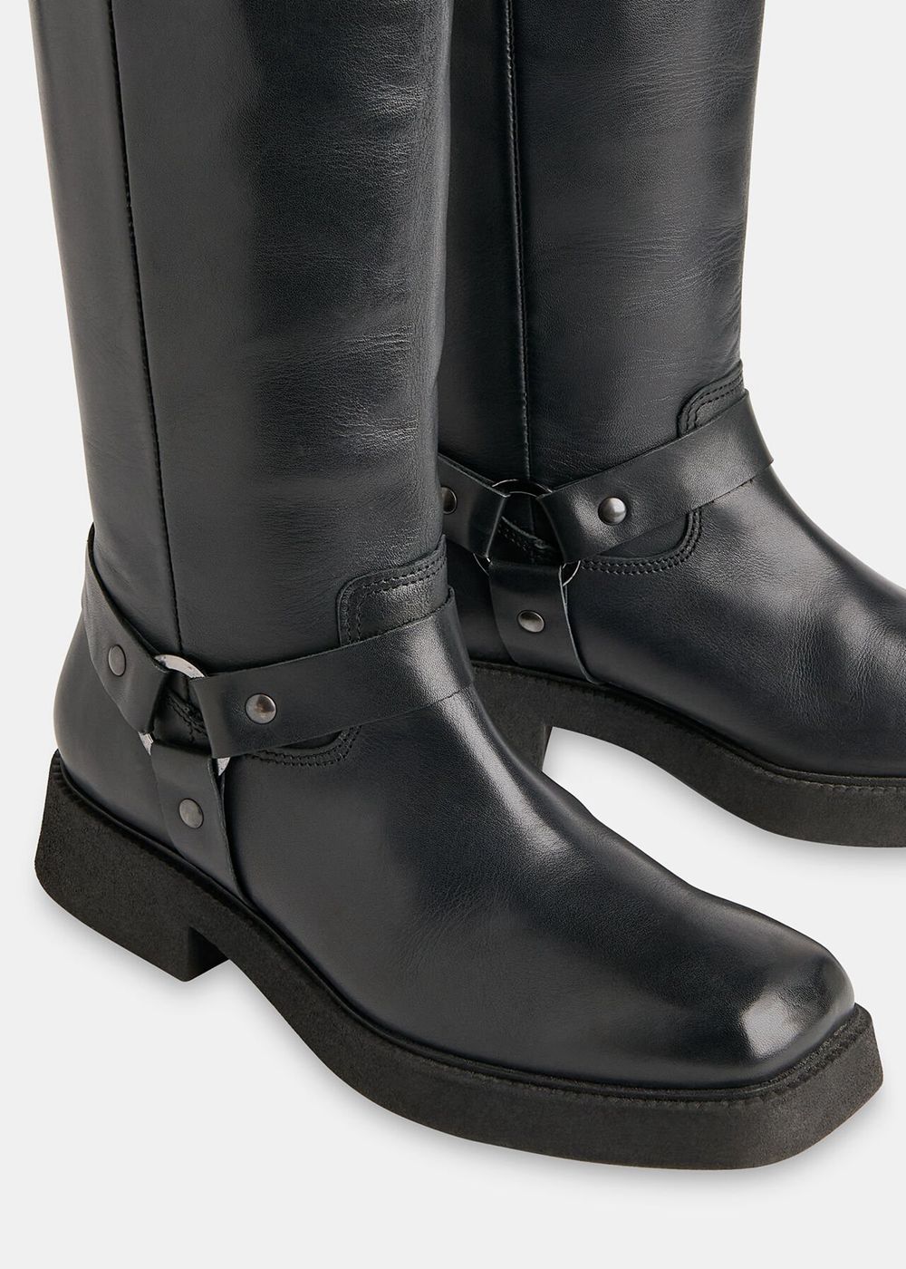 Whistles Matteo Biker Knee-high Boots Black | US-29035XRDP