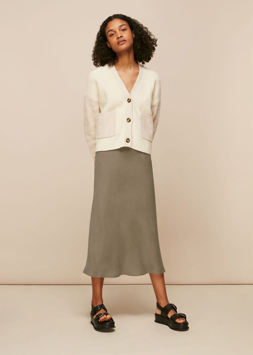 Whistles May Bias Cut Skirts Khaki | US-56437AFOU