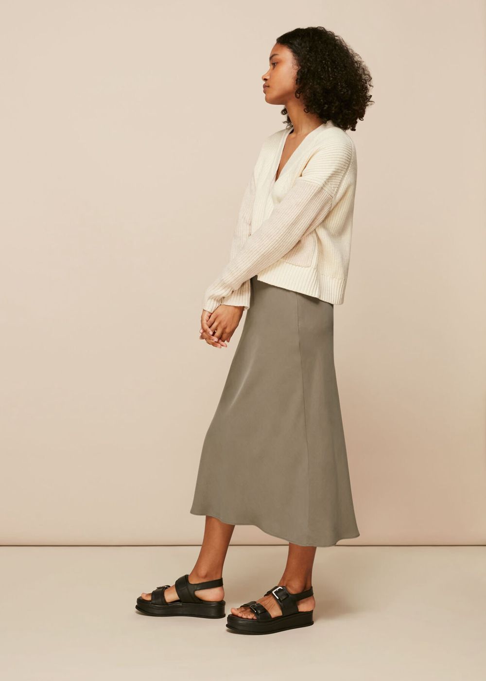 Whistles May Bias Cut Skirts Khaki | US-56437AFOU