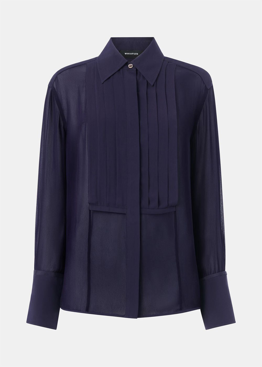 Whistles Maya Pintuck Detail Blouse Navy | US-05387WNQP