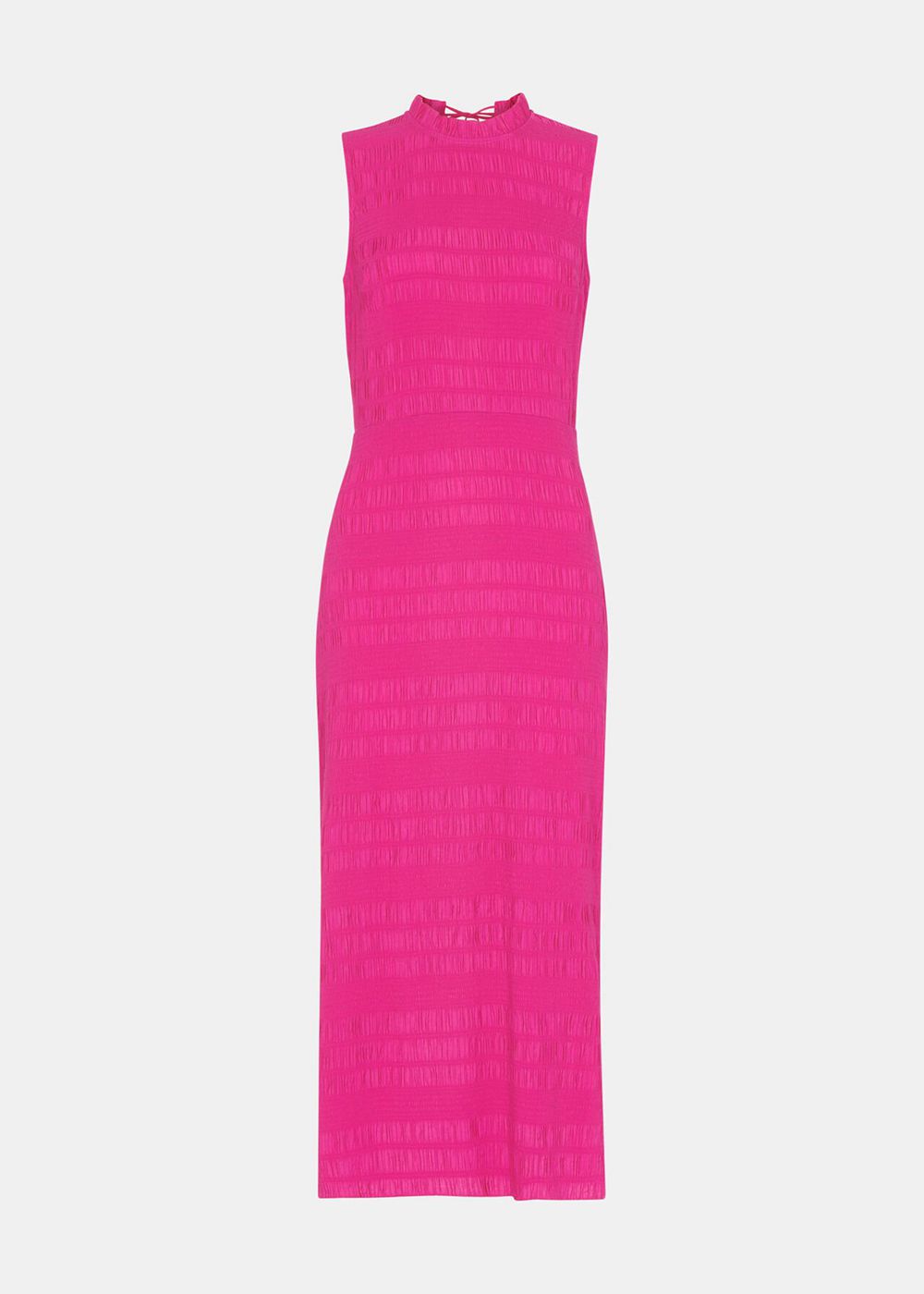 Whistles Maya Plisse Midi Dress Pink | US-69752LSAP