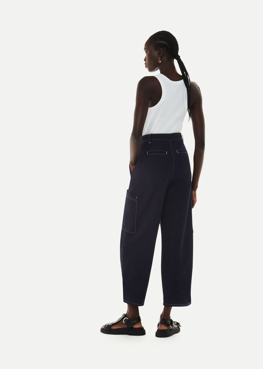 Whistles Meg Tab Detail Pants Navy | US-58739RQSW