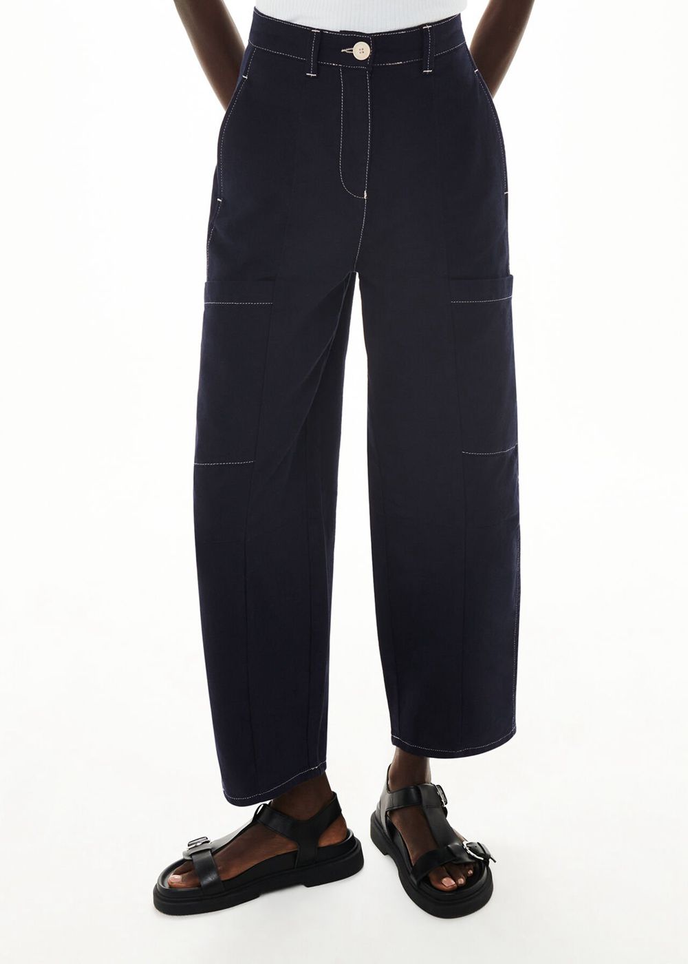 Whistles Meg Tab Detail Pants Navy | US-58739RQSW