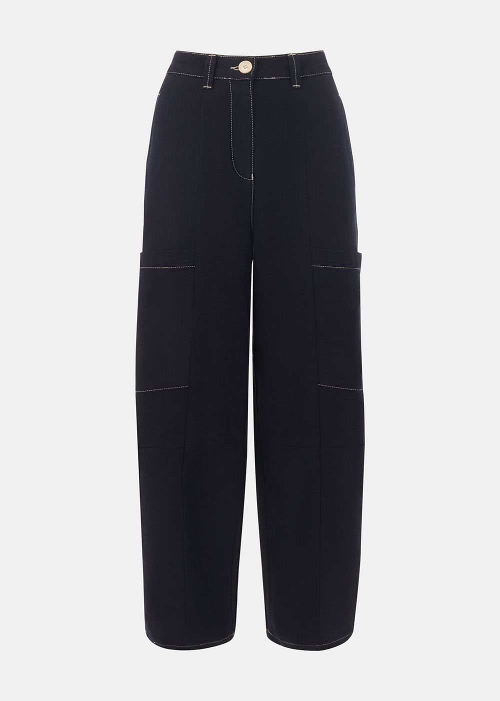 Whistles Meg Tab Detail Pants Navy | US-58739RQSW