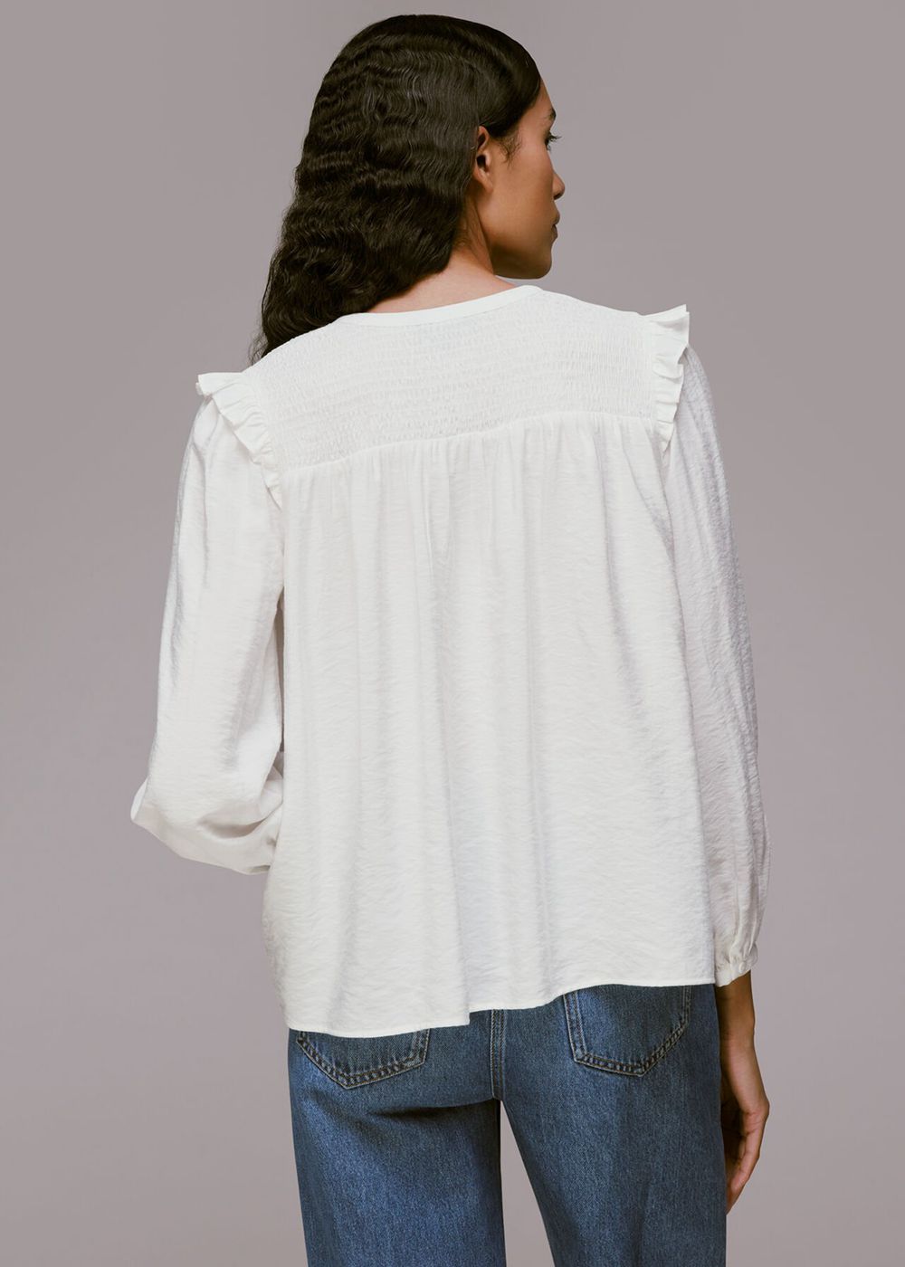 Whistles Megan Shirred Detail Top White | US-25938XLVO