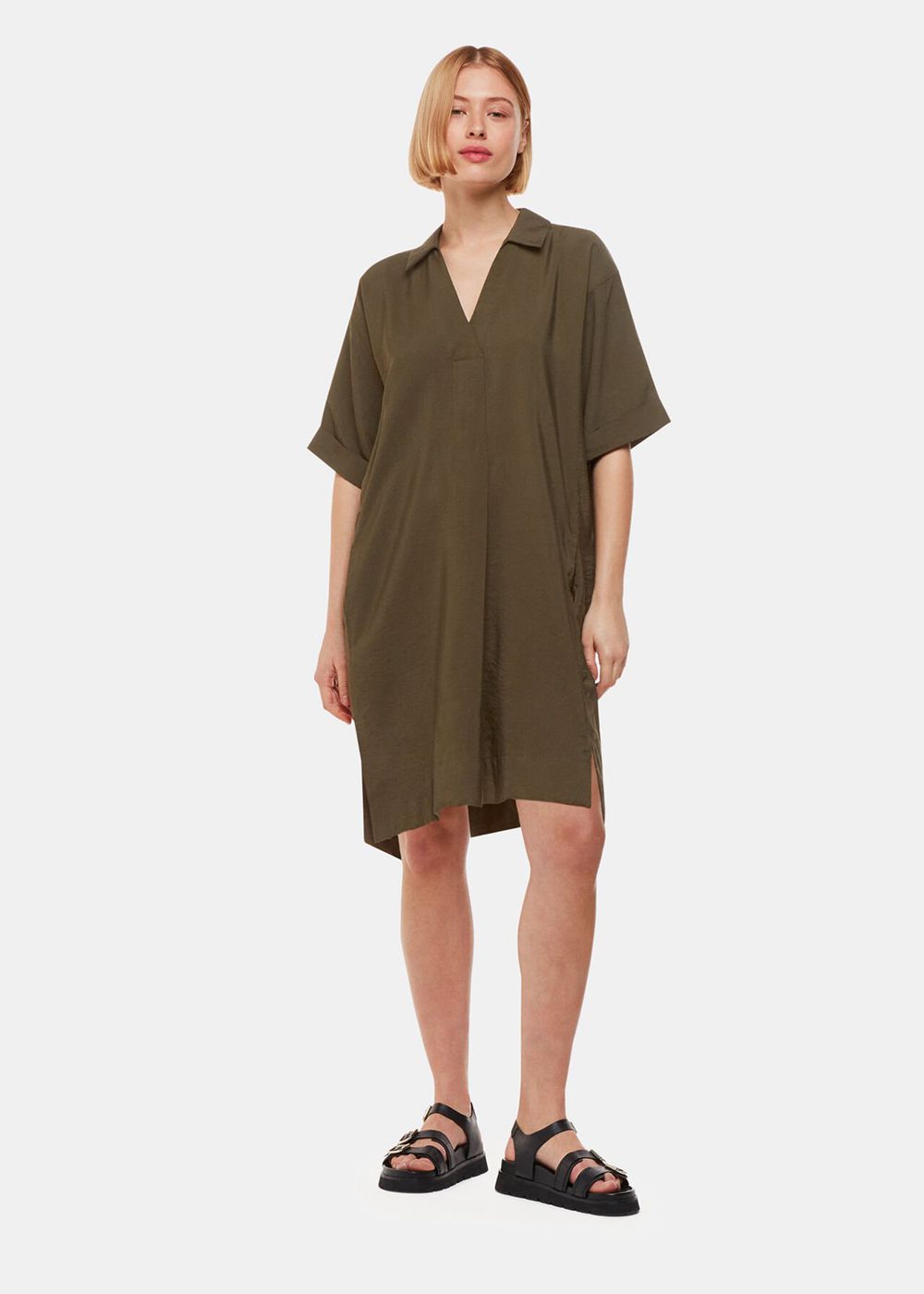 Whistles Melanie Dress Khaki | US-98260GCTH