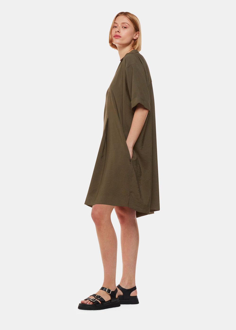 Whistles Melanie Dress Khaki | US-98260GCTH