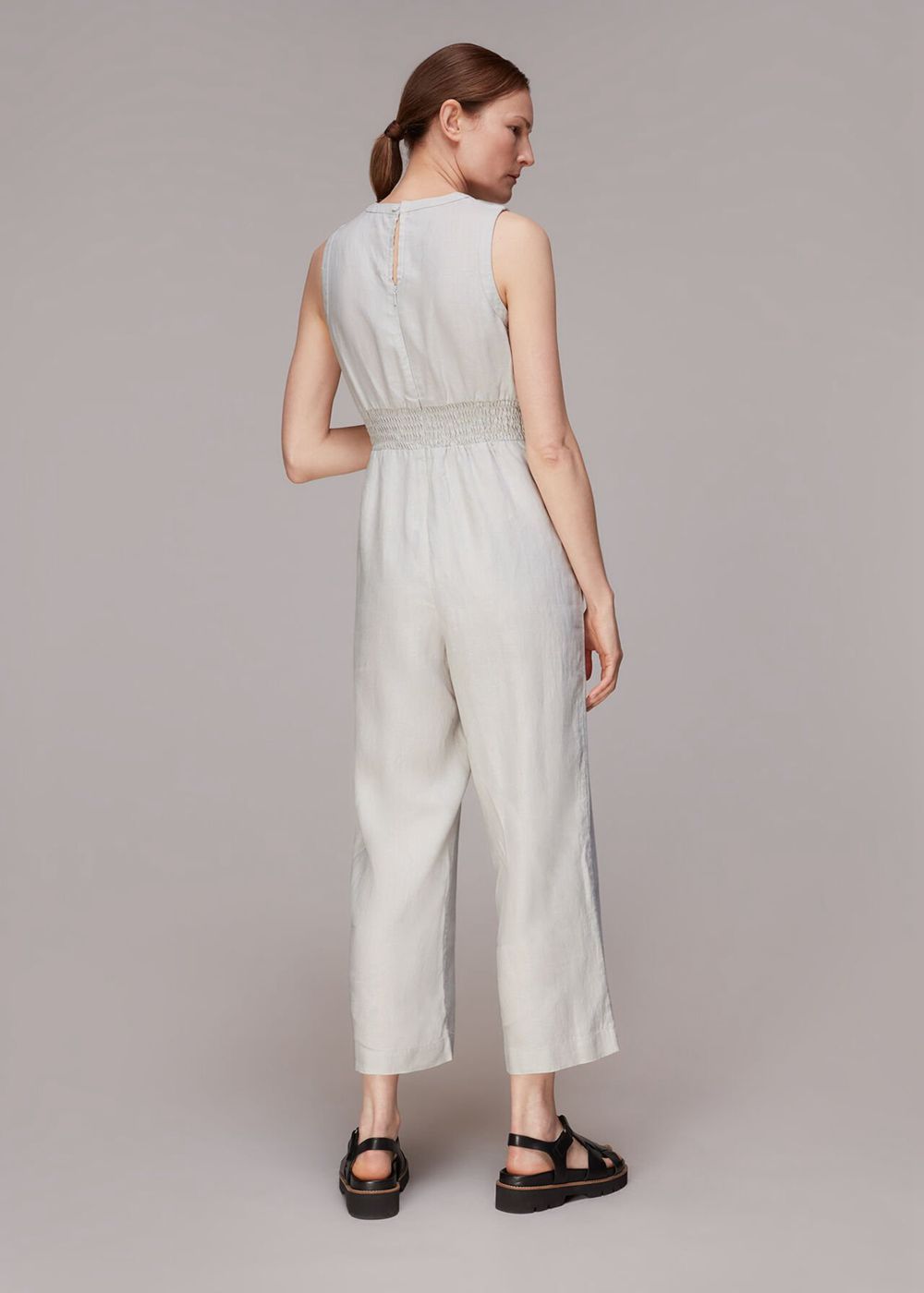 Whistles Melanie Linen Jumpsuit Grey | US-95274ARZK