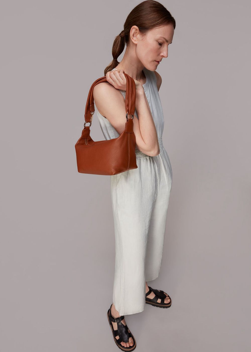 Whistles Melanie Linen Jumpsuit Grey | US-95274ARZK