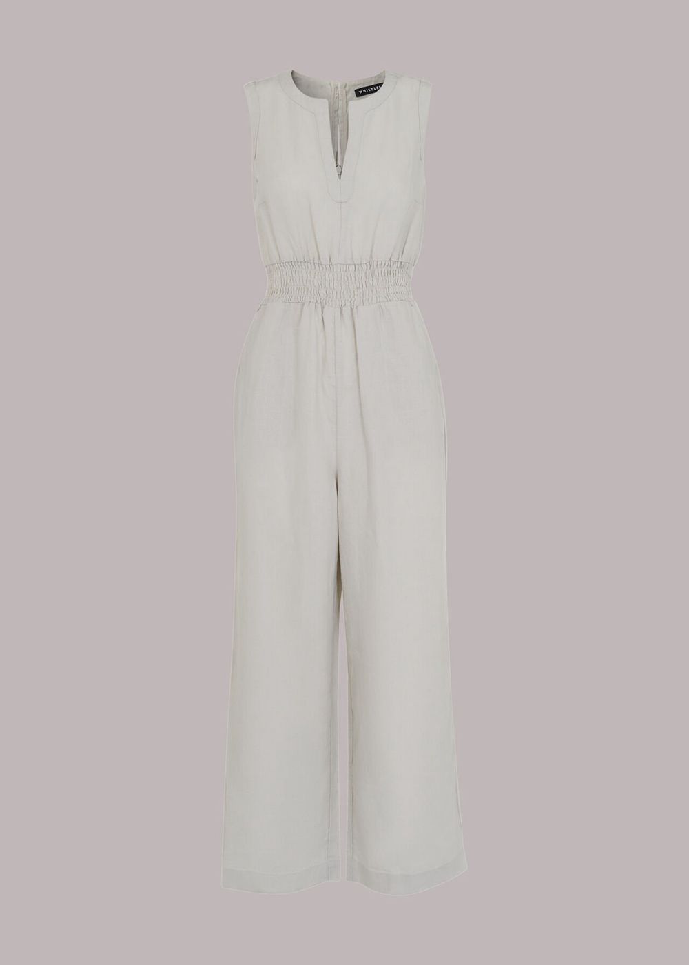 Whistles Melanie Linen Jumpsuit Grey | US-95274ARZK