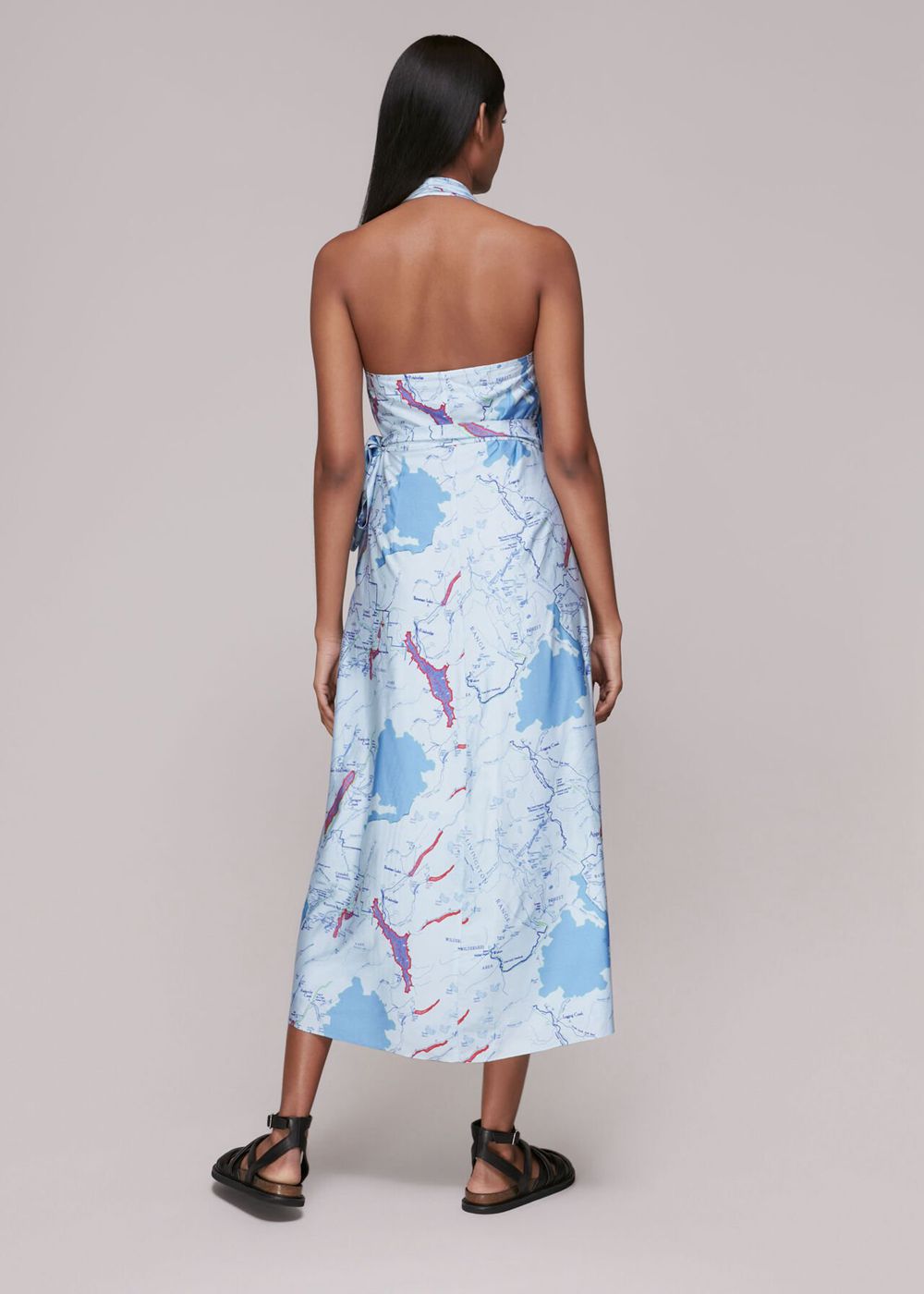 Whistles Melanie Map Silk Mix Dress Blue / Multicolor | US-63704AJOD