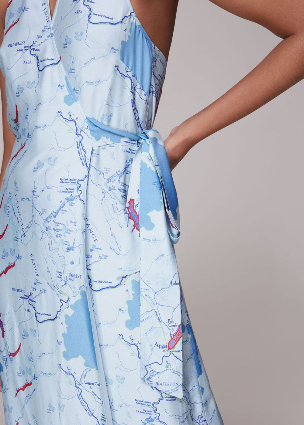 Whistles Melanie Map Silk Mix Dress Blue / Multicolor | US-63704AJOD