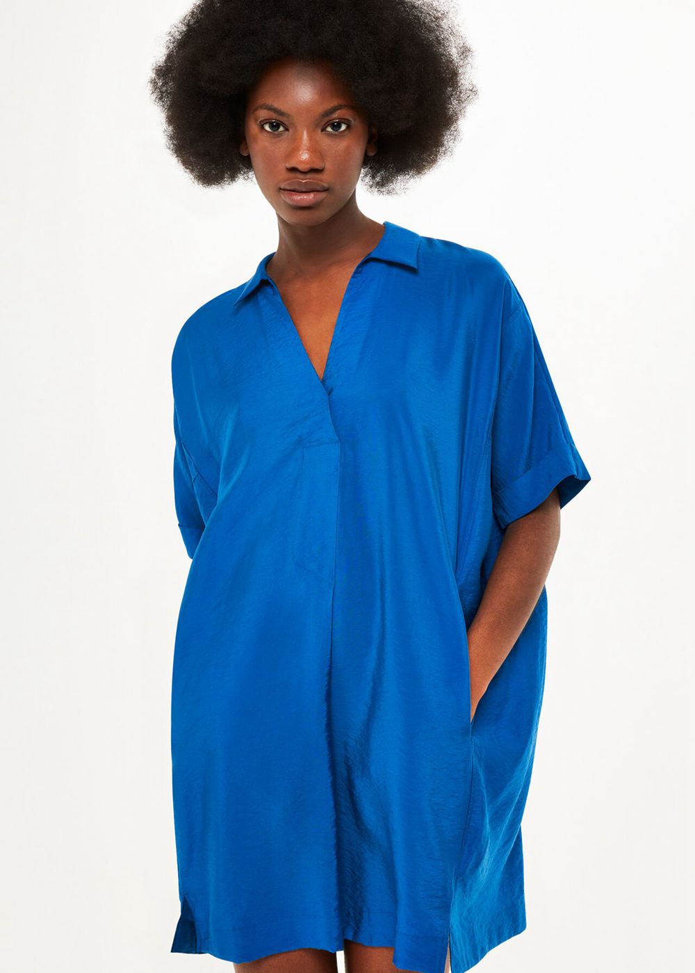 Whistles Melanie Relaxed Shirt Dress Blue | US-15946BXVM