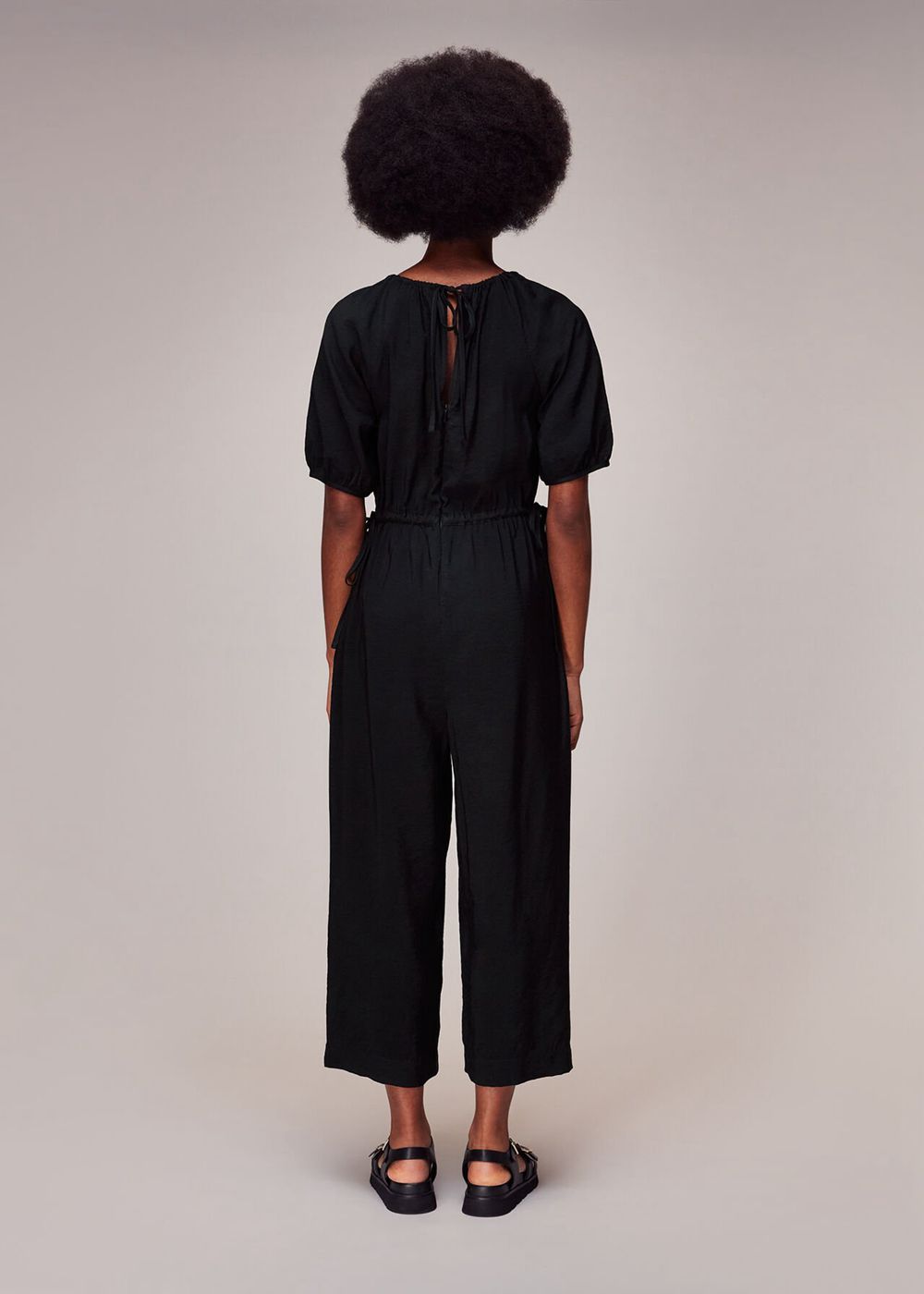 Whistles Melissa Gathered Neck Jumpsuit Black | US-76419LMWB