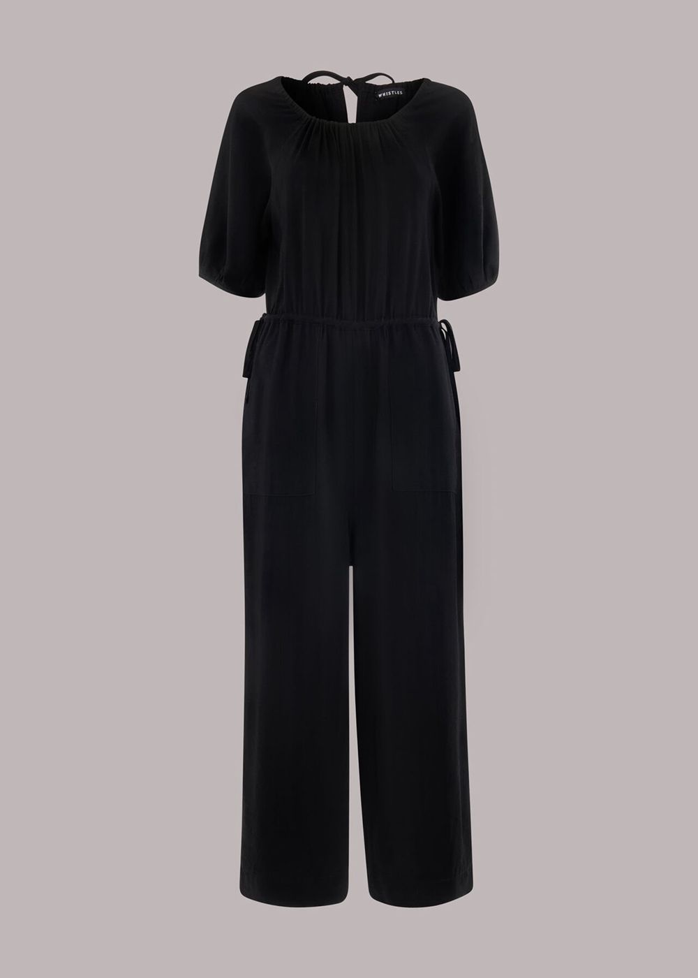 Whistles Melissa Gathered Neck Jumpsuit Black | US-76419LMWB