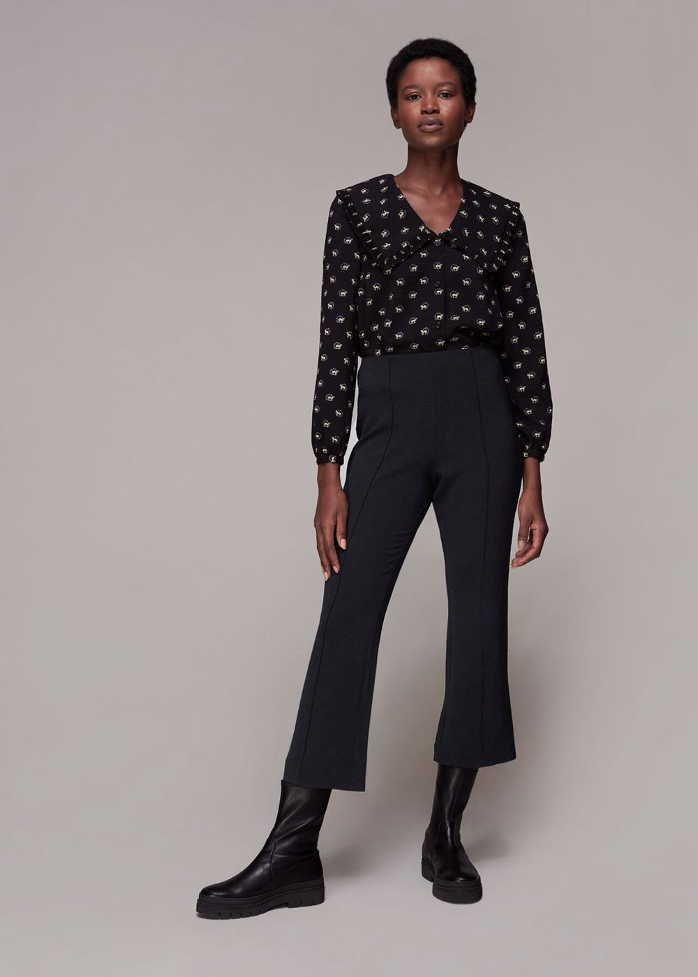 Whistles Melissa Kick Flare Pants Black | US-69238MIFG