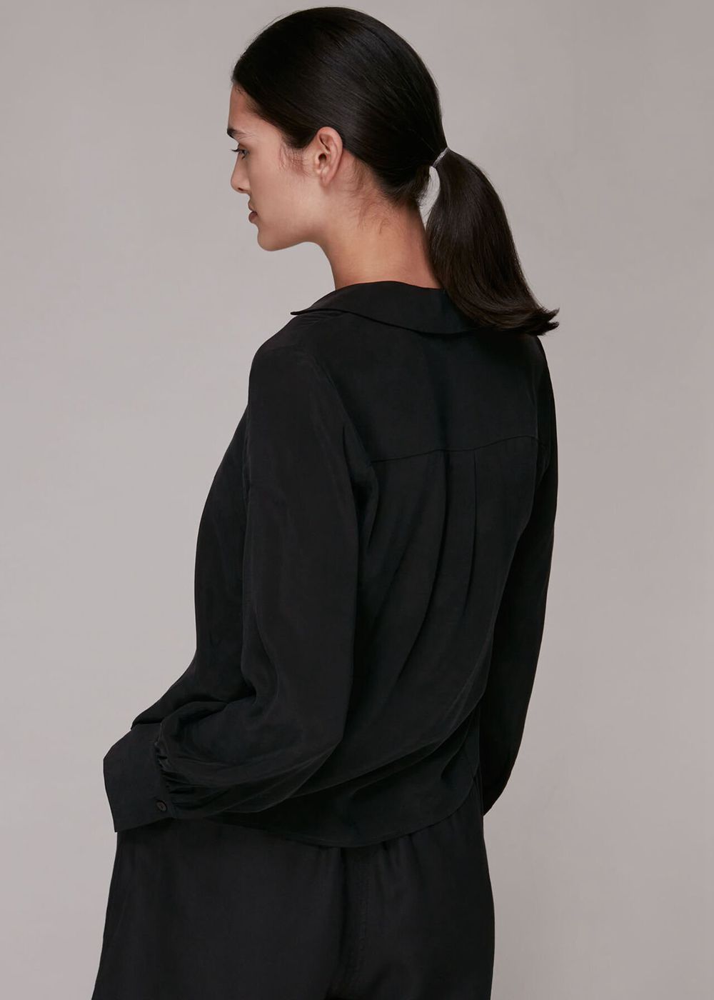 Whistles Melodie V Neck Shirts Black | US-45879VJES