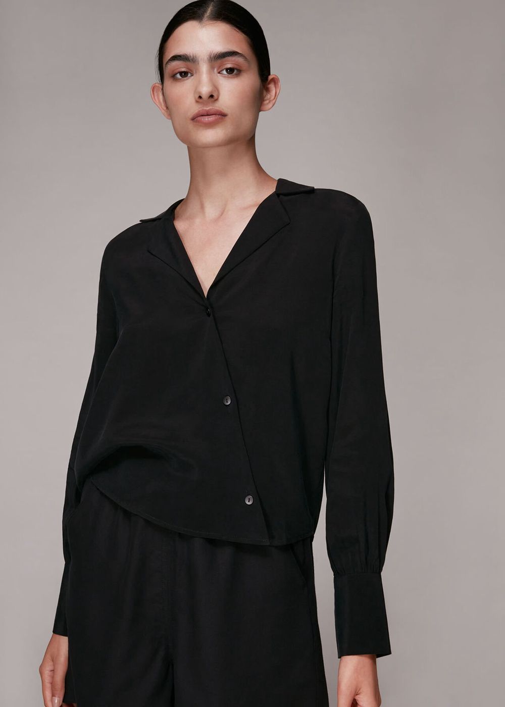 Whistles Melodie V Neck Shirts Black | US-45879VJES