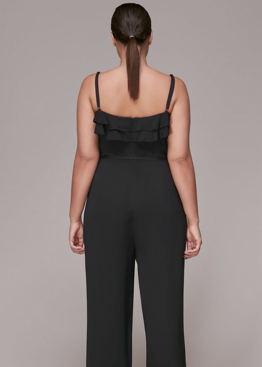 Whistles Mia Frill Detail Jumpsuit Black | US-18735QYNL