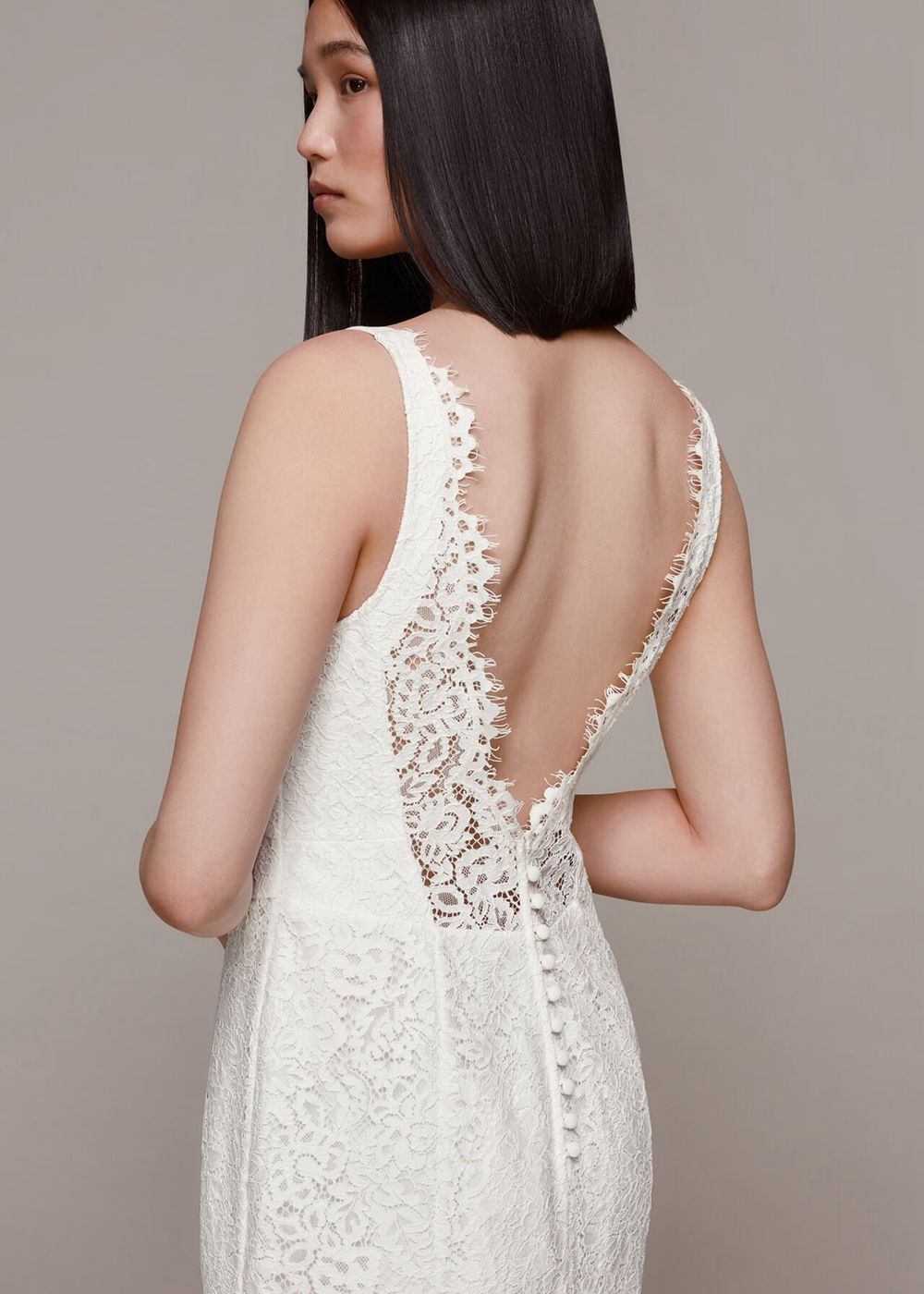 Whistles Mia Lace Wedding Dress White | US-48136LADO