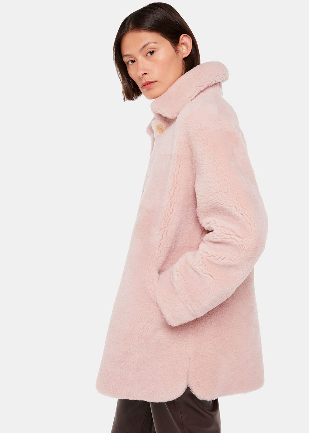 Whistles Mia Shearling Coat Pink | US-35047GNXD