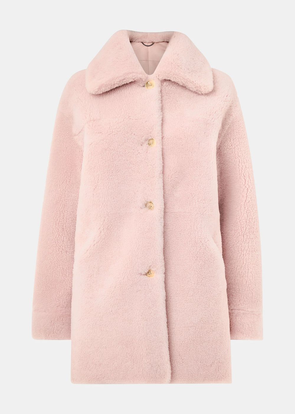 Whistles Mia Shearling Coat Pink | US-35047GNXD