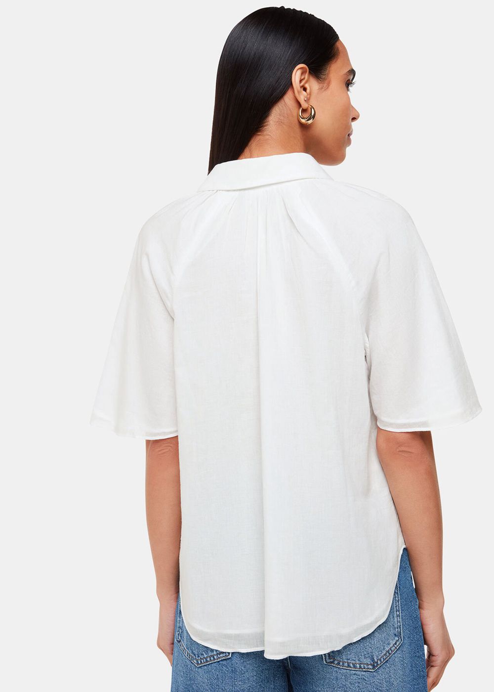 Whistles Mia Short Sleeve Shirts White | US-37629UMYH