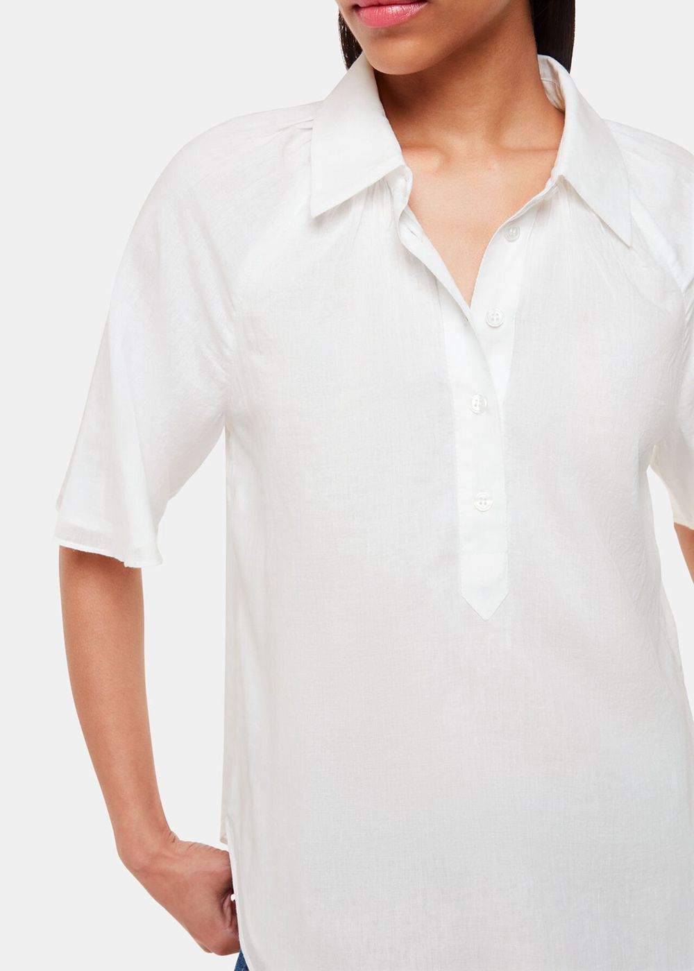 Whistles Mia Short Sleeve Shirts White | US-37629UMYH