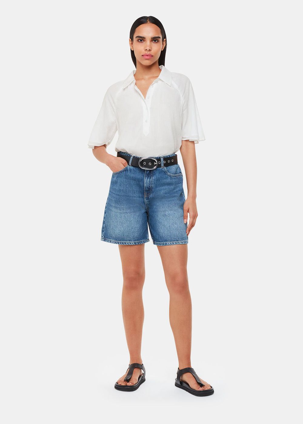 Whistles Mia Short Sleeve Shirts White | US-37629UMYH